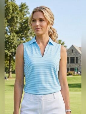 J. McLaughlin Sleeveless Catalina Cloth Top Blue Stripe